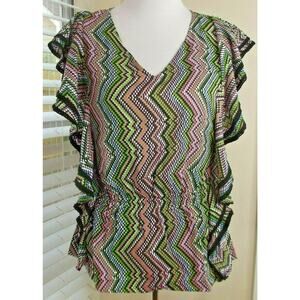 URBAN NOMAD Boho BLOUSE -Size S/M- Ruffle Sides Earthbound Trading Top Shirt